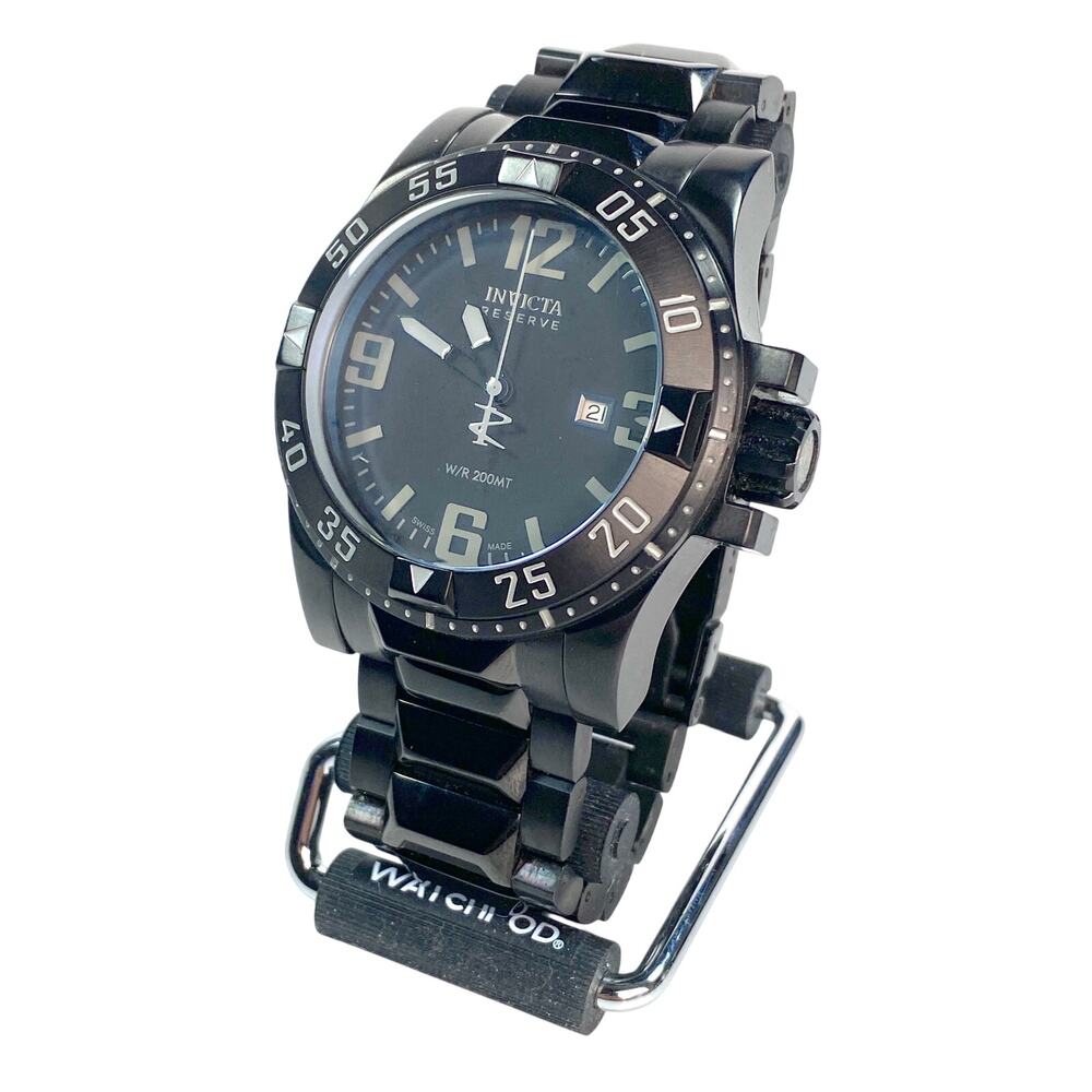 Invicta Reserve Excursion 6250 Swiss Quartz 50mm Black Stainless Steel Watch